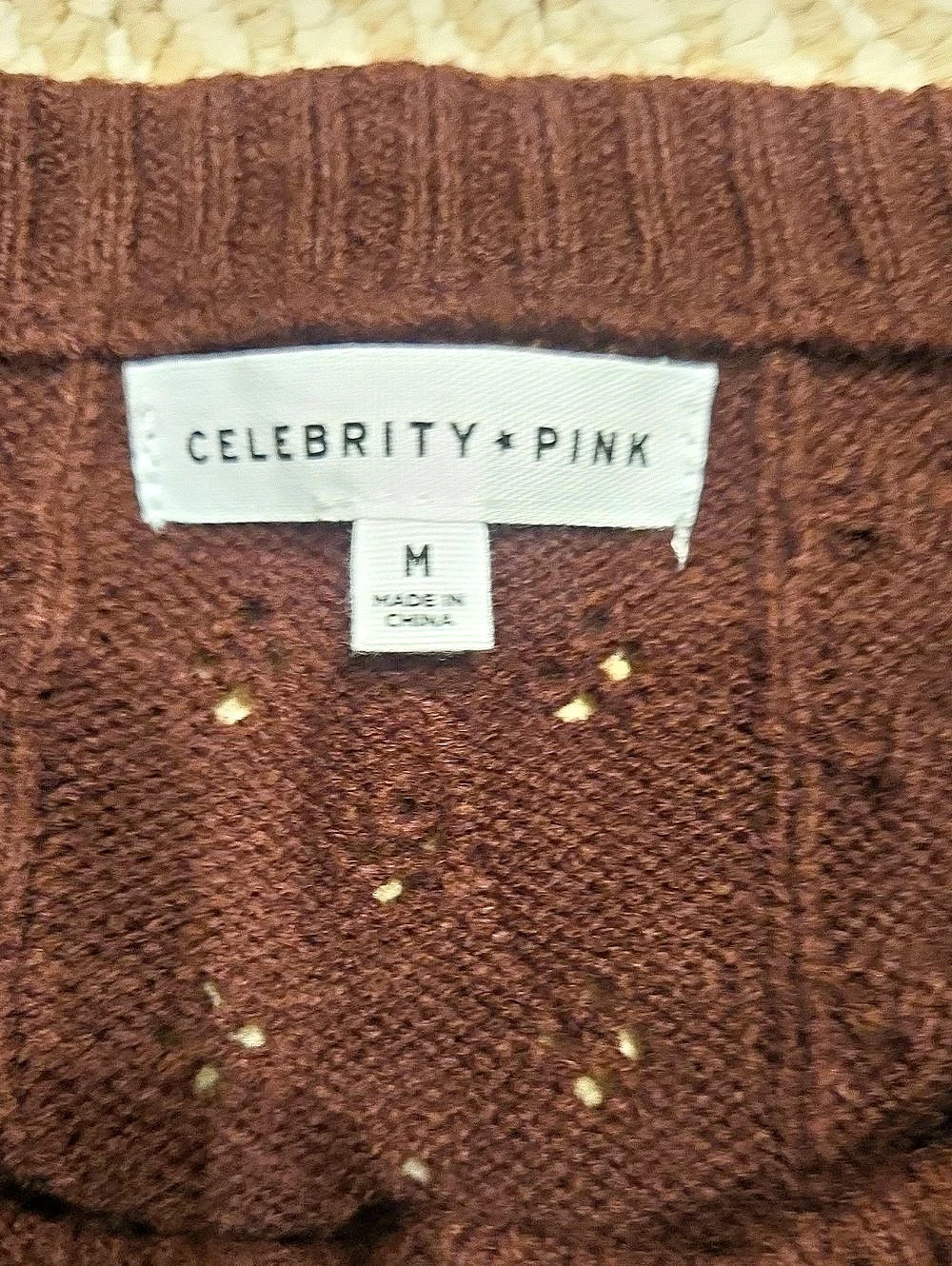 Celebrity Pink Cable Knit Cardigan Size Medium - Picture 2 of 2